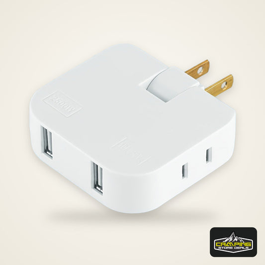 Universal 110V/220V Rectangle Portable Power Socket Adapter with Collapsible Converter - USB Slot and Power Supply - Travel-Friendly Compact Design for Worldwide Use