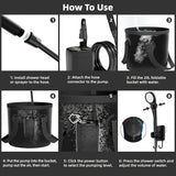 [Portable Shower] 6000mAh Portable Camping Shower | 5 Gallon Foldable Bucket & Filtered Shower Head - Battery/USB Powered Outdoor Shower for Hiking, Beach, Travel, Pet Bath, Car Washing, Surf & Boat Cleaning, Highquality Comp