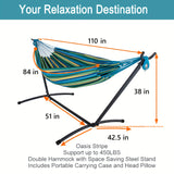 Lazy Daze Hammocks Double Hammock with Space Saving Steel Stand Includes Portable Carrying Case and Head Pillow, 450 Pounds Capacity