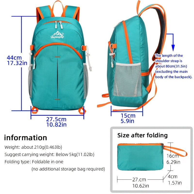 18L Outdoor Sports Backpack Ultra-light Large Capacity Folding Backpack Mountaineering Top Bag Suitable for Hiking, Cycling, Traveling, Business Trips, Commuting and Fitness Shock-absorbing Breathable Shoulder Straps Quick Fo