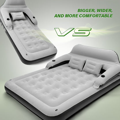 [Automatic Inflatable Mattress] Automatic Double Bed Inflatable Mattress with Backrest Pillow | Portable Air Cushion Outdoor Camping Home Inflatable Mattress Bed with Inflatable Pump