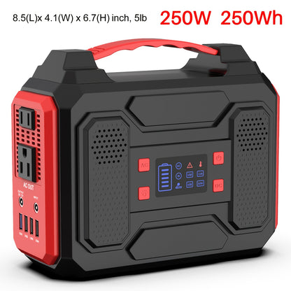 [300W Portable Solar Generator] Portable Power Station Solar Generator - 300W/250W/150W/100W, 146Wh/155Wh/250Wh/280Wh/296Wh Compact Lithium-Ion Battery Charger with 110V AC Outlet, DC & USB Outputs, LED Flashlight, Built-in C
