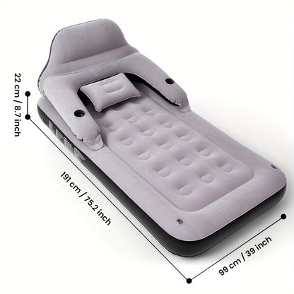 [Automatic Inflatable Mattress] Automatic Double Bed Inflatable Mattress with Backrest Pillow | Portable Air Cushion Outdoor Camping Home Inflatable Mattress Bed with Inflatable Pump