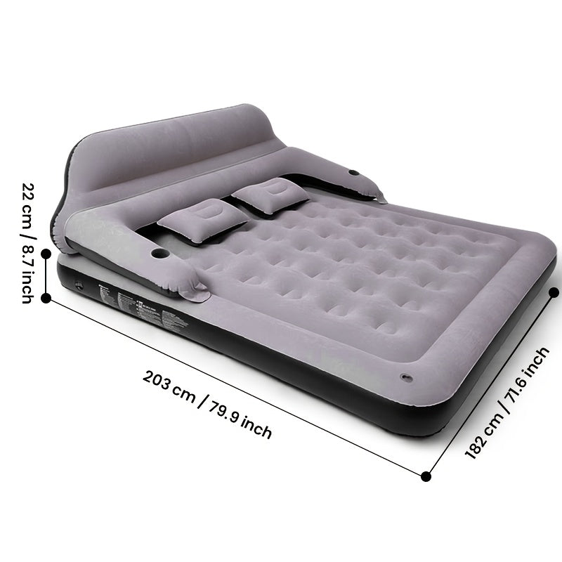 [Automatic Inflatable Mattress] Automatic Double Bed Inflatable Mattress with Backrest Pillow | Portable Air Cushion Outdoor Camping Home Inflatable Mattress Bed with Inflatable Pump