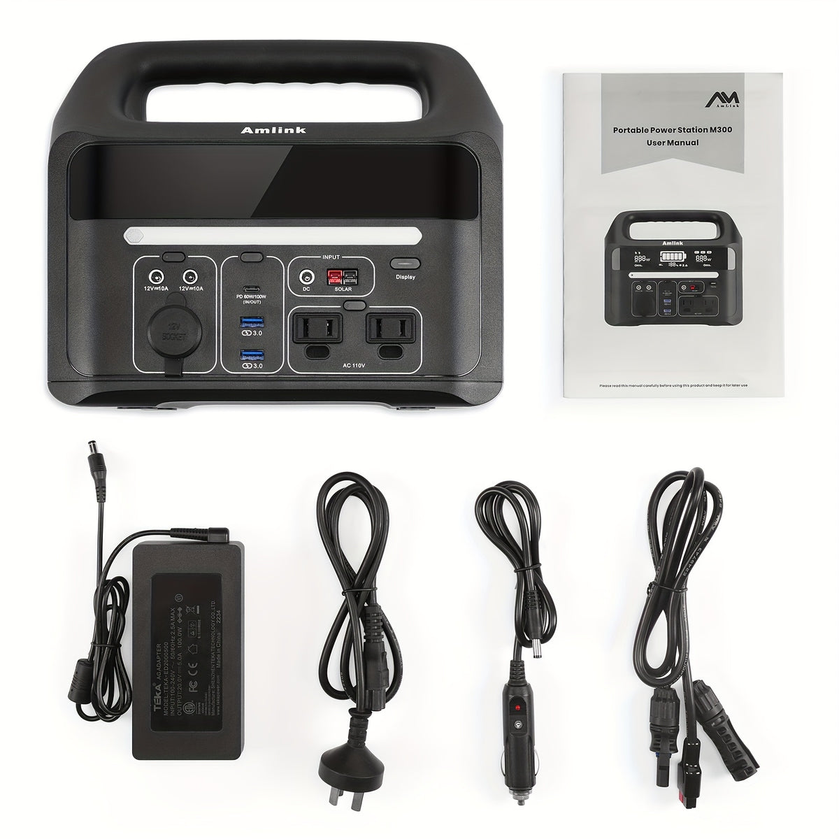 Portable Power Station for Camping 300W 299Wh LiFePO4 Battery Powered power bank, 2 Up to 300W AC Outlets 100W USB C and PD Total 8 Output Ports, Home Battery Backup for Outdoor 93600mAh with LED Light