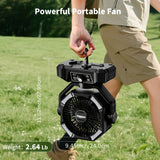 20000mAh Battery Powered Camping Fan - Dual Motor, 8-Speed Remote Control & 4 LED Lanterns, Portable Outdoor Fan with Tent Hook for Camping, Blackouts, Construction Sites