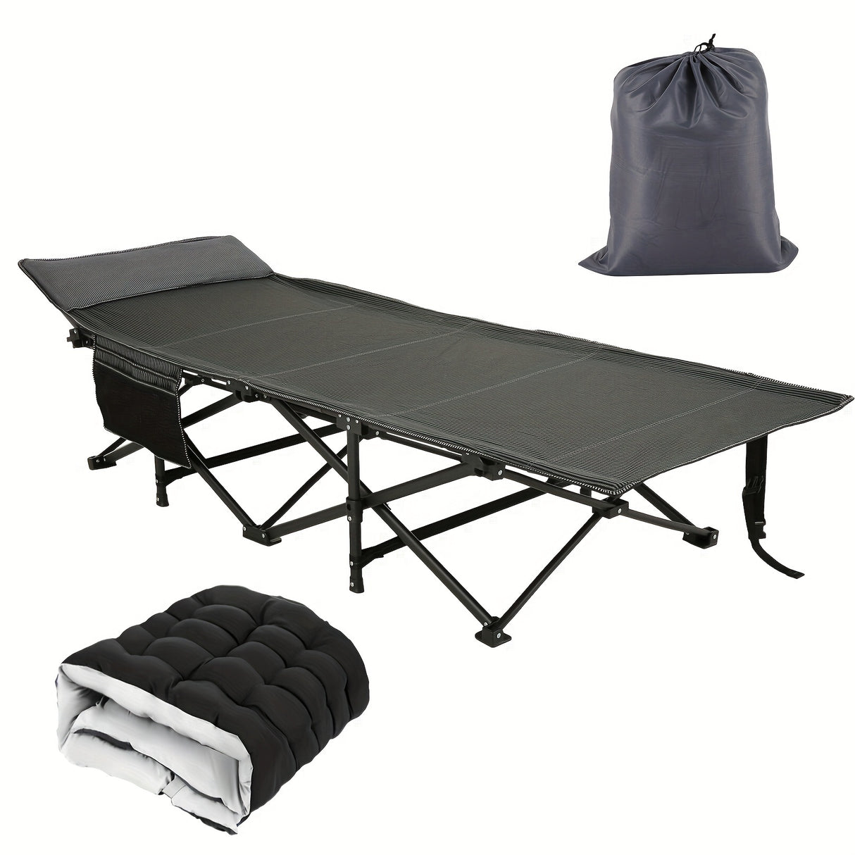 Camping Sleeping Cots with cotton-padded/Velvet Mattress, 900lbs Double Layer Oxford Portable Folding Cots for Garden, Camping, Hiking, Outdoor, Home, Office, Lightweight, Stable, Durable