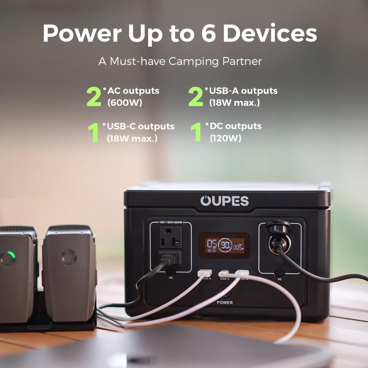 OUPES 600W/256Wh Exodus 600 Portable Power Station Mini Solar Generator Camping