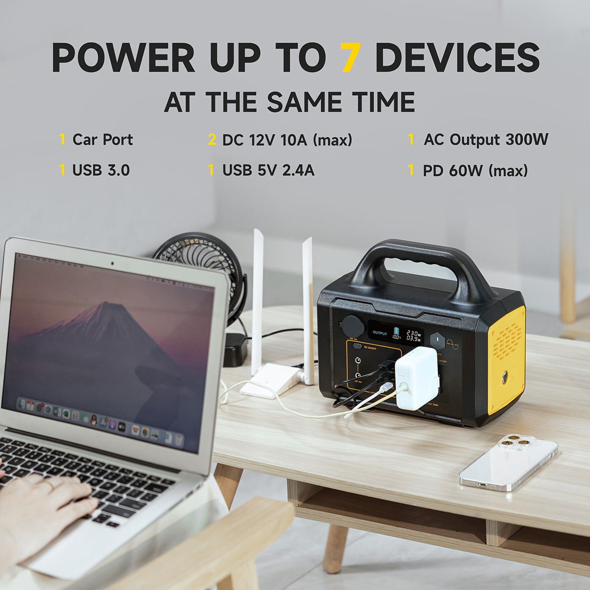 293Wh/300W Portable Power Bank With Solar Panel For Family Emergency Outdoor Hunting Camping RV Trip