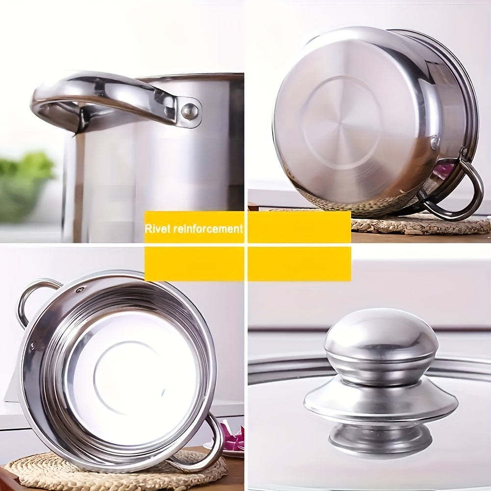 Deluxe10-Piece Stainless Steel Cookware Set - 5 Sizes with Lids, Durable & Versatile (6.3 - 7 - 7.9 - 8.6 - 9.4in)