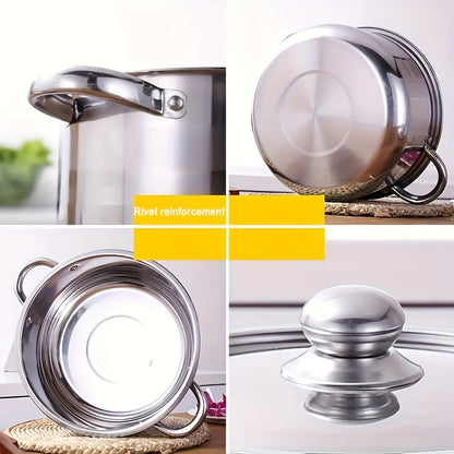 Deluxe10-Piece Stainless Steel Cookware Set - 5 Sizes with Lids, Durable & Versatile (6.3 - 7 - 7.9 - 8.6 - 9.4in)