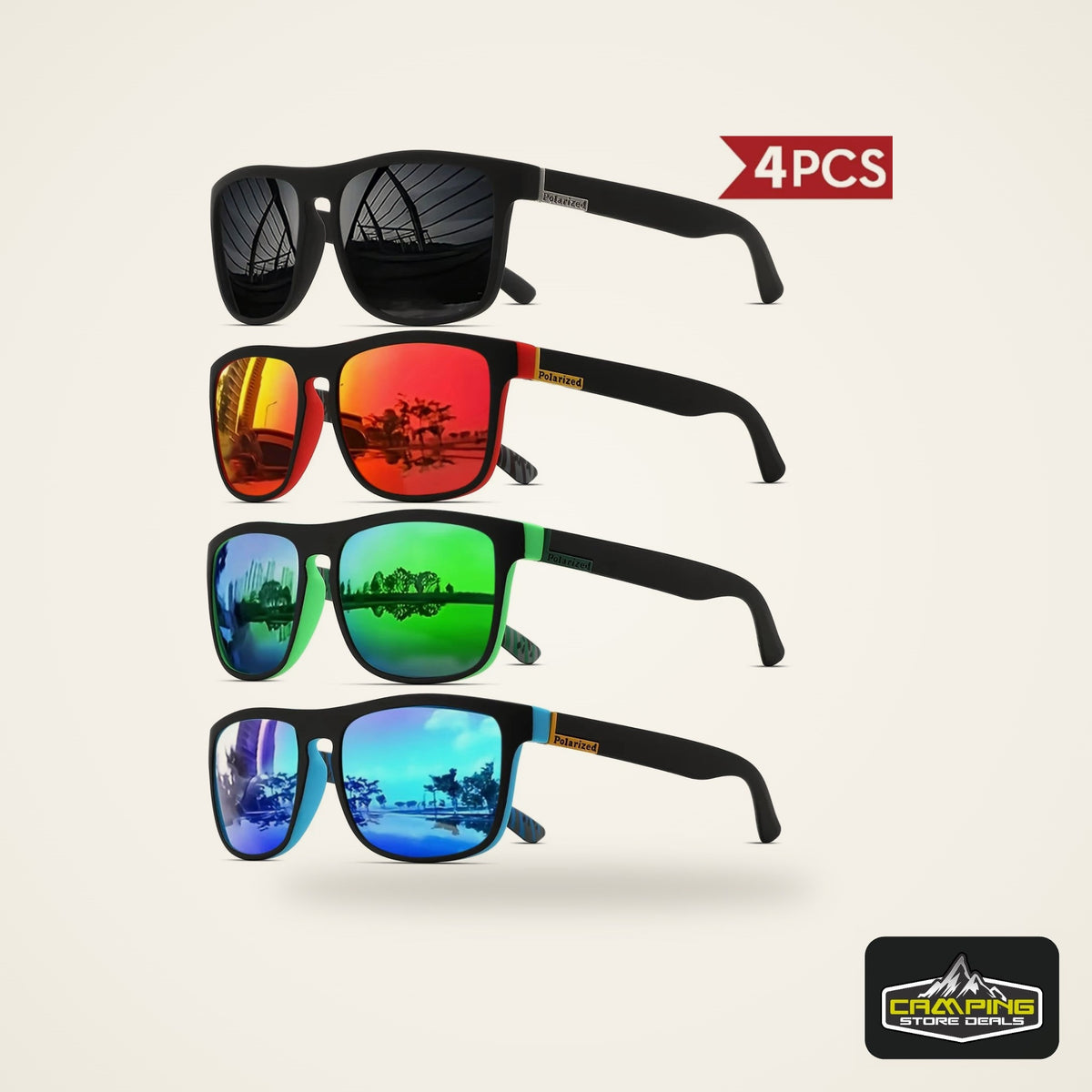 Classic Square Polarized Sunglasses (1-4 Pack)
