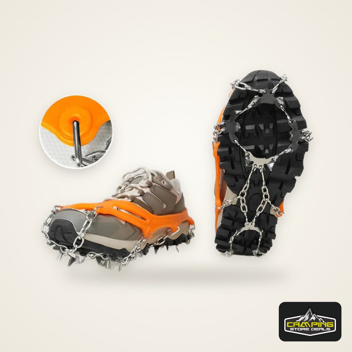 1 Pair Crampons 24 Teeth Anti-Skid 201 Stainless Steel Climbing Snow Walking Shoes Spike Grip Winter Outdoor Hiking Equipment