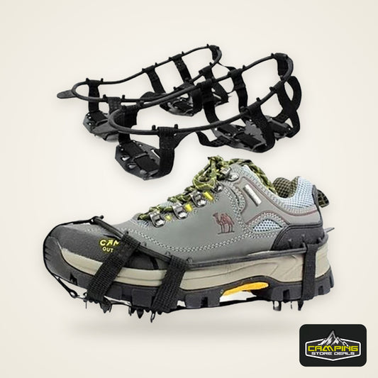 1 Pair M L Crampons Shoes Cover 24 Teeth Anti-Slip Ice Grips Gripper Shoes Boot Hiking Ice Climbing Shoe Spikes Climbing Chain
