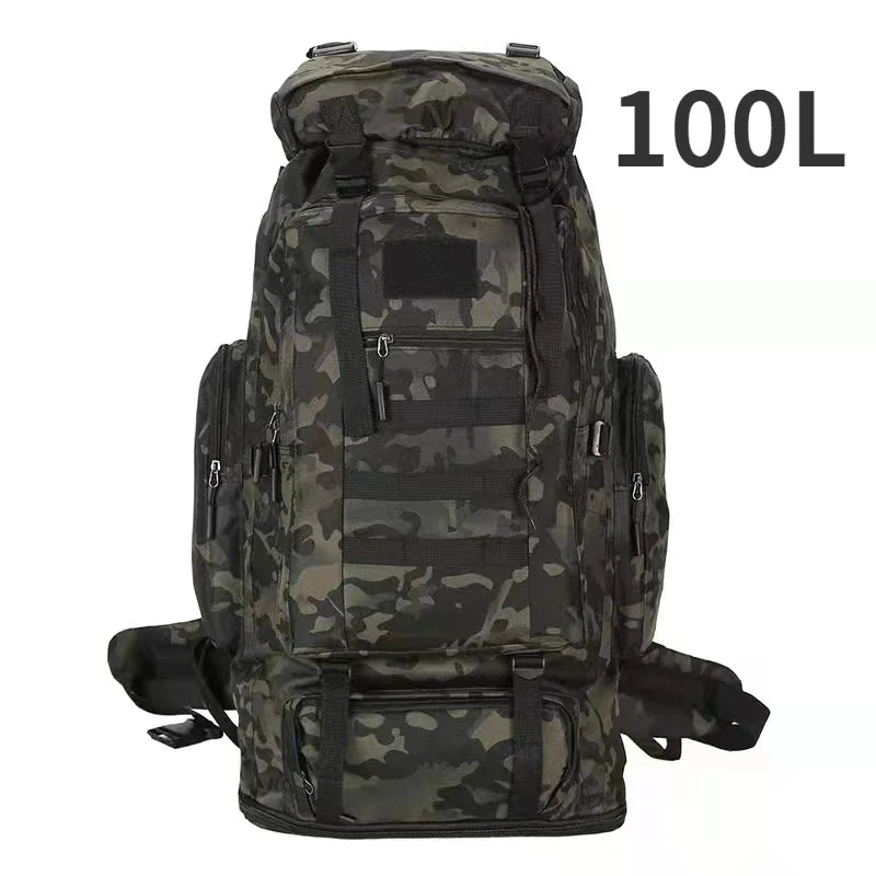 100L camo black tactical hiking backpack