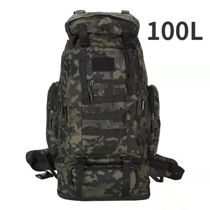 100L camo black tactical hiking backpack