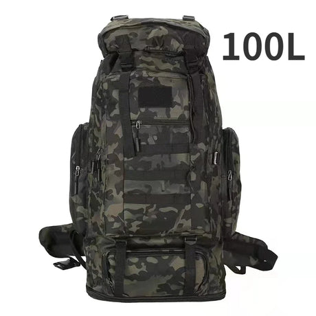 100L camo black tactical hiking backpack