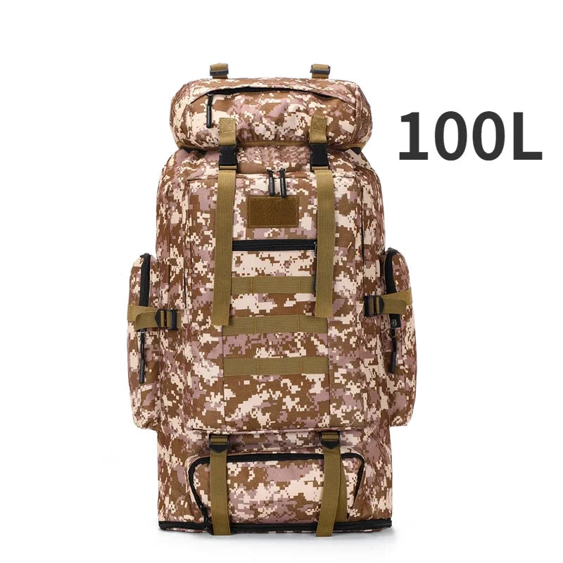 100L camo tactical hiking backpack