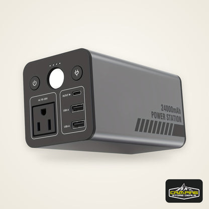 100W Portable Power Station with AC Outlet, 24000mAh/88.8Wh High-Capacity Battery, 110V/220V Dual Voltage, Compact & Lightweight Design for Camping, Home, Office, and Outdoor Use, Portable Charger