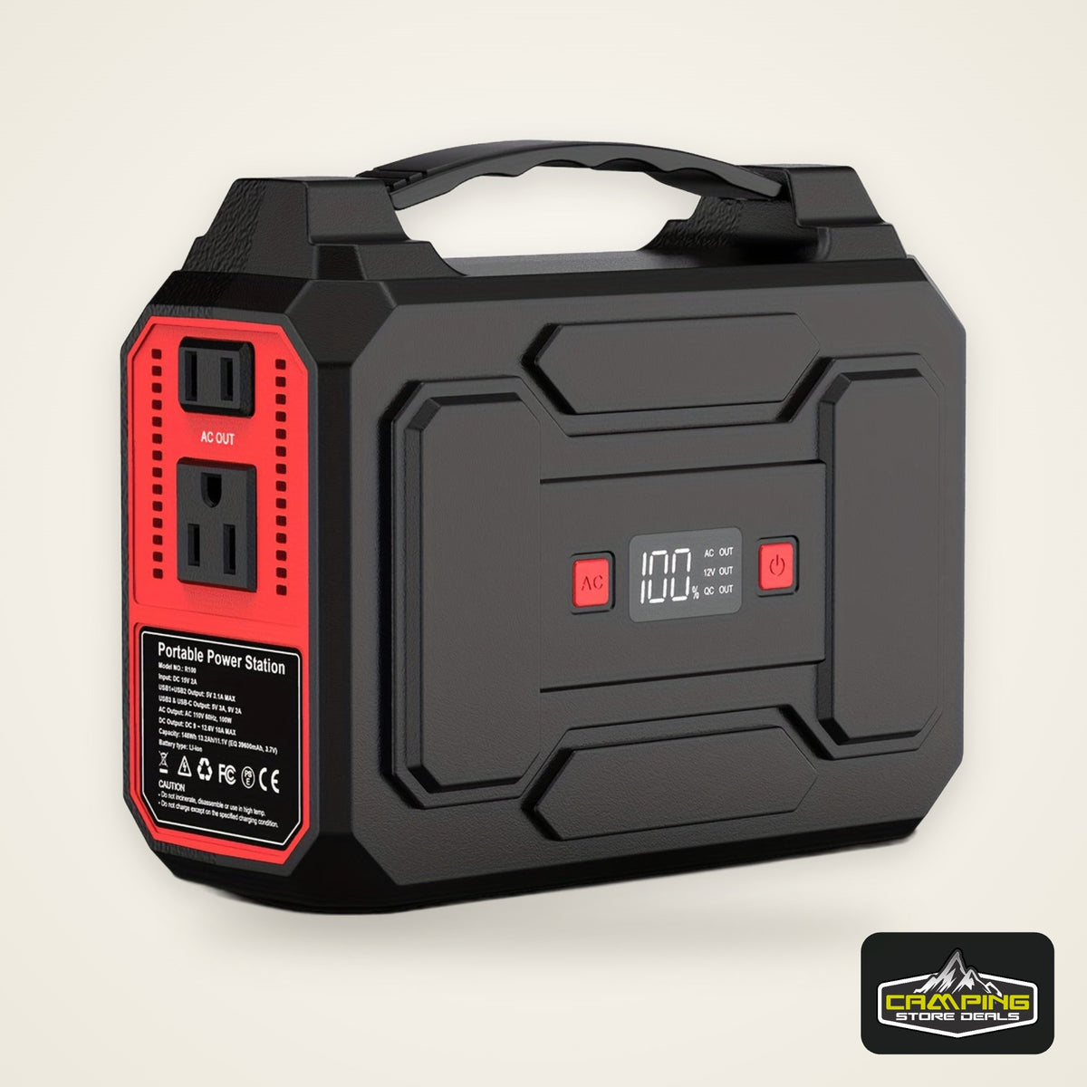 100W Portable Power Station with AC Outlet, USB-C Fast Charger, and LED Flashlights – Lightweight Lithium Battery Pack for Camping, Hiking, Road Trips, and Home Emergencies, Travel Charger | Functional Power Bank | Multifun