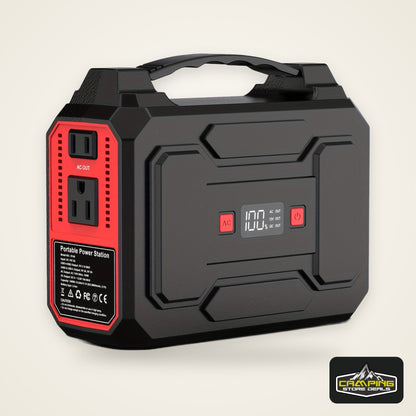 100W Portable Power Station with AC Outlet, USB-C Fast Charger, and LED Flashlights – Lightweight Lithium Battery Pack for Camping, Hiking, Road Trips, and Home Emergencies, Travel Charger | Functional Power Bank | Multifun