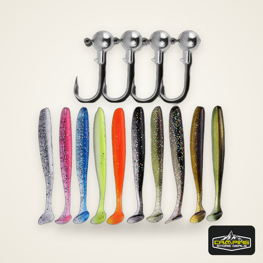 10pcs/30pcs Soft Fishing Lures Kit Silicone Lure Set Artificial Bait Worm with Crank Jig Head Hook