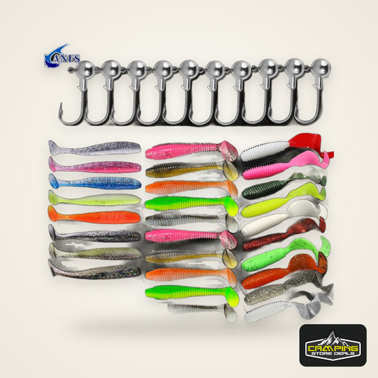 10pcs/30pcs Soft Fishing Lures Kit Silicone Lure Set Artificial Bait Worm with Crank Jig Head Hook