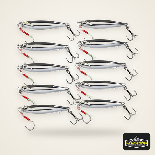 10Pcs Metal Casting Jig Spoon Lure Set 30g 40g With Hook Sea Bass Casting Jigging Artificial Bait, Mackerel