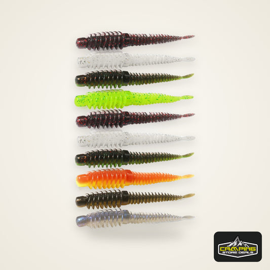 10PCS Soft Lures 6.5cm 7.5cm 8.5cm Thread TPE Worm Jig Hook Carp Fishing Tackle Pesca Swimbait Gear Fishy Flavor Kit Bait