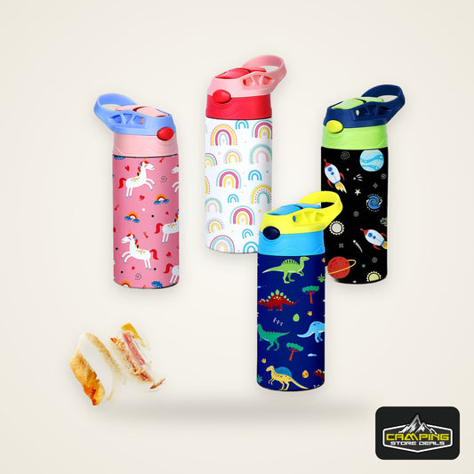 12OZ/350ml Cartoon Pattern Thermos Cup Stainless Steel Insulated Bottle Cute Thermos Kettle Outdoor Portable Handheld Cup