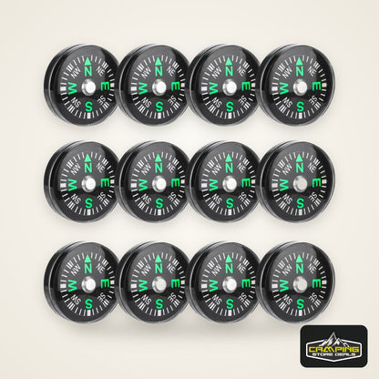 12pcs 20mm Mini Pocket Oil Filled Compass Survival Compasses For Hiking Camping Outdoor Activities Accessory