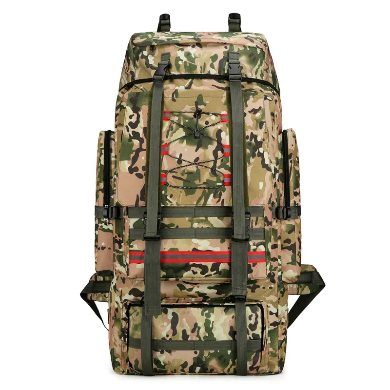 130L camouflage waterproof mountaineering backpack front view