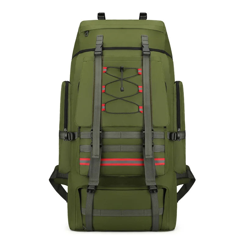 130L green waterproof mountaineering backpack front view