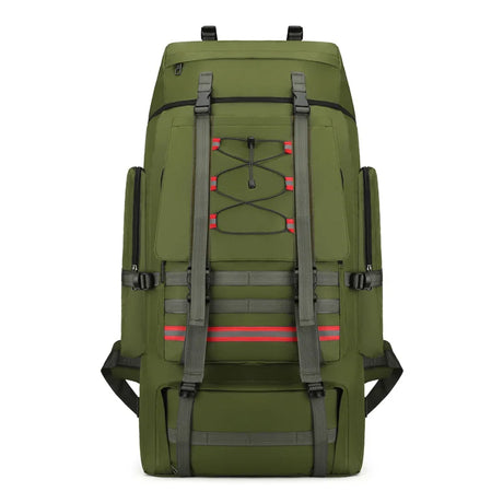 130L green waterproof mountaineering backpack front view
