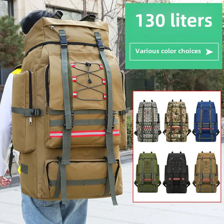 130L waterproof mountaineering backpack in multiple color options