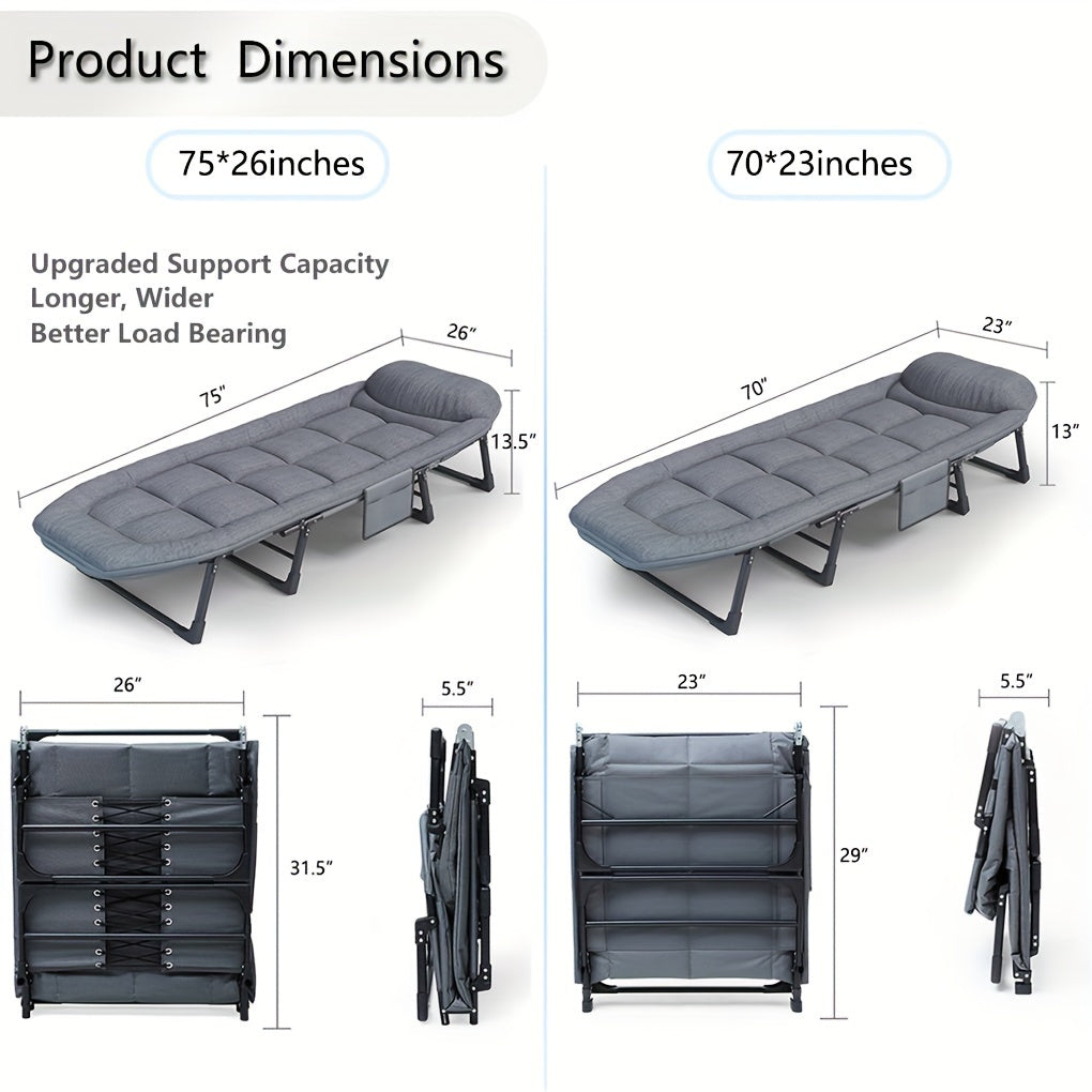1pc Sleeping Cots For Adults, Portable & Foldable Bed With Mattress And Pillow, Heavy Duty Sturdy Frame For Camping, Travel, Room, Office