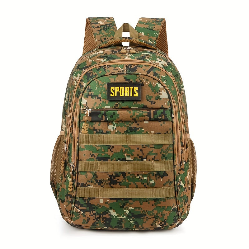 Men'S Camo Large Capacity Backpack - Durable Nylon, Multiple Compartments, Zip Closure, Ideal for Hiking, Travel & School, Outdoor Backpack|Camouflage Backpack|Secure Zipper Closure, Backpack for Trave
