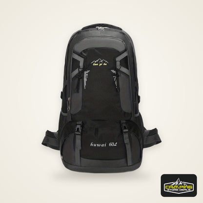15.85gal Hiking Backpack – Durable Nylon Travel Bag with Shoe Compartment & Bottle Holder