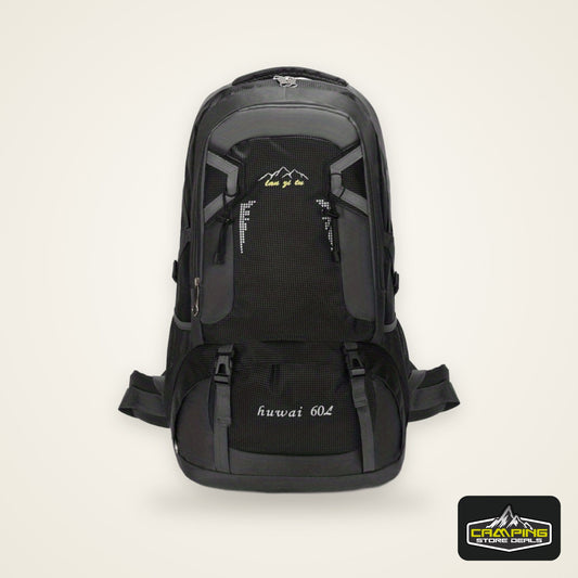 15.85gal Hiking Backpack – Durable Nylon Travel Bag with Shoe Compartment & Bottle Holder