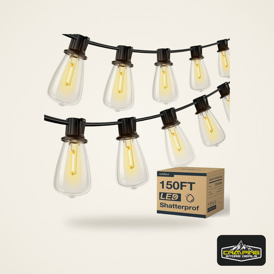 150FT LED Outdoor String Lights Waterproof Patio Lights Shatterproof ST38 Replaceable Bulbs Dimmable Outside Hanging Lights