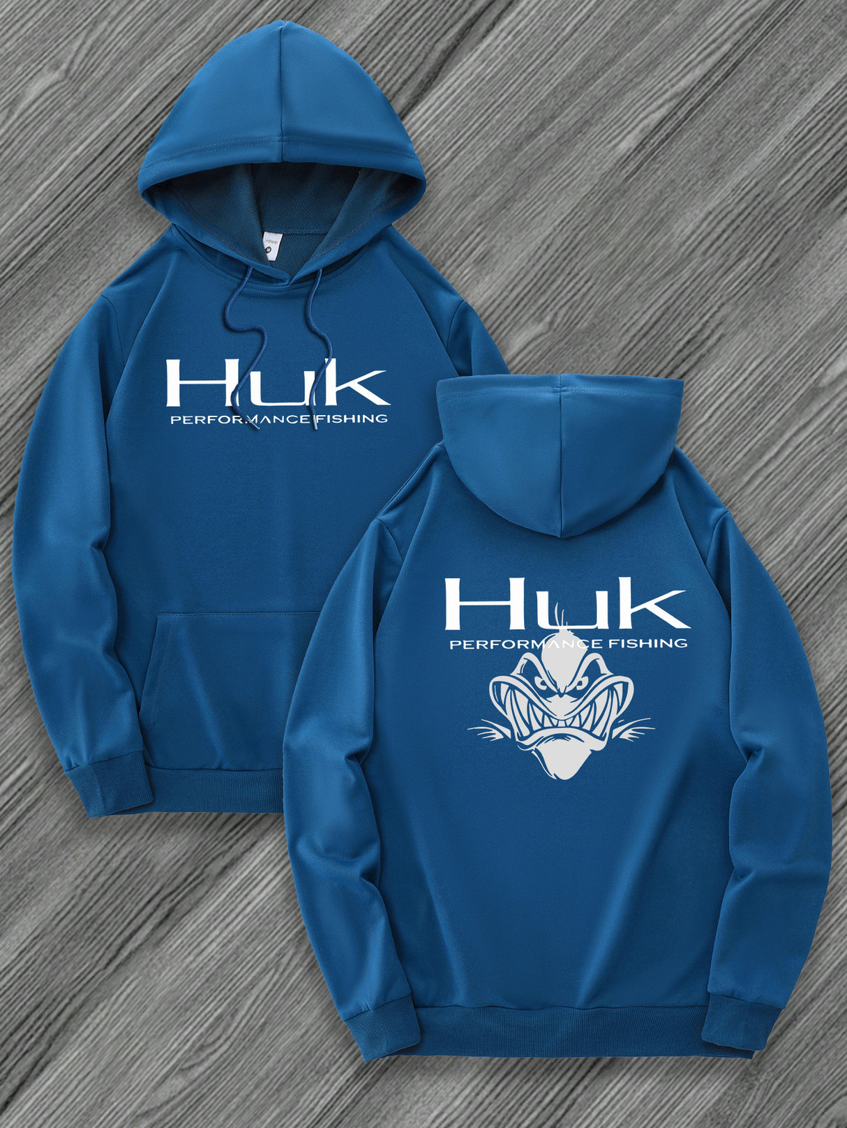 [Trendy Hooded Sweatshirt] HUK PERFORMANCE FISHING Men's Trendy Hooded Sweatshirt | Casual Drawstring Hoodie with Kangaroo Pocket, Geometric Design, All-Season Wear, Regular Fit
