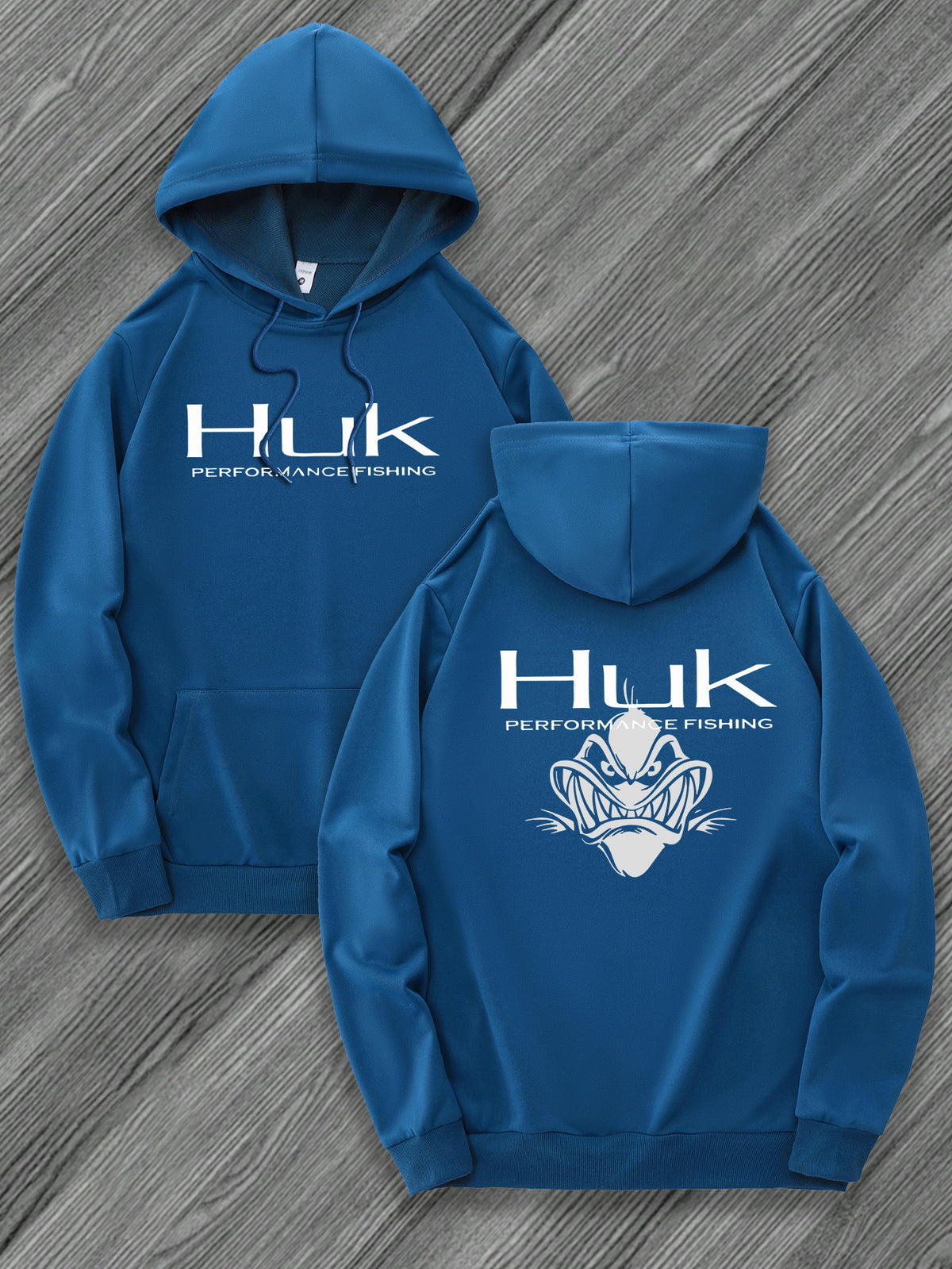 [Trendy Hooded Sweatshirt] HUK PERFORMANCE FISHING Men's Trendy Hooded Sweatshirt | Casual Drawstring Hoodie with Kangaroo Pocket, Geometric Design, All-Season Wear, Regular Fit