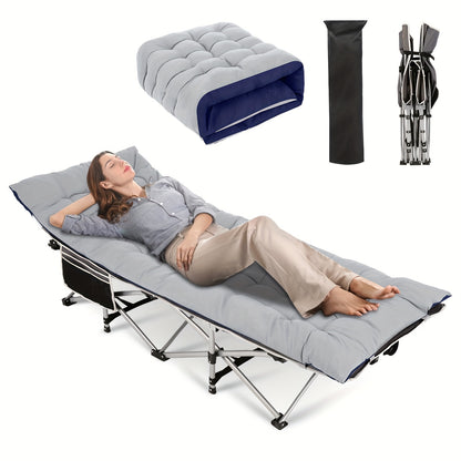 Camping Sleeping Cots with cotton-padded/Velvet Mattress, 900lbs Double Layer Oxford Portable Folding Cots for Garden, Camping, Hiking, Outdoor, Home, Office, Lightweight, Stable, Durable