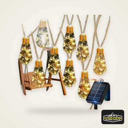 16/10 LED Solar Hemp Rope Fairy String Lights Waterproof Outdoor Decorative Lights With 8 Modes For Patio Garden Party Decor