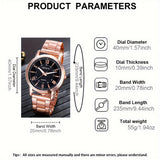 2pcs Romantic Couples Watches - Stylish Stainless Steel Quartz for Everyday Glamour - Perfect Thanksgiving Gift Set