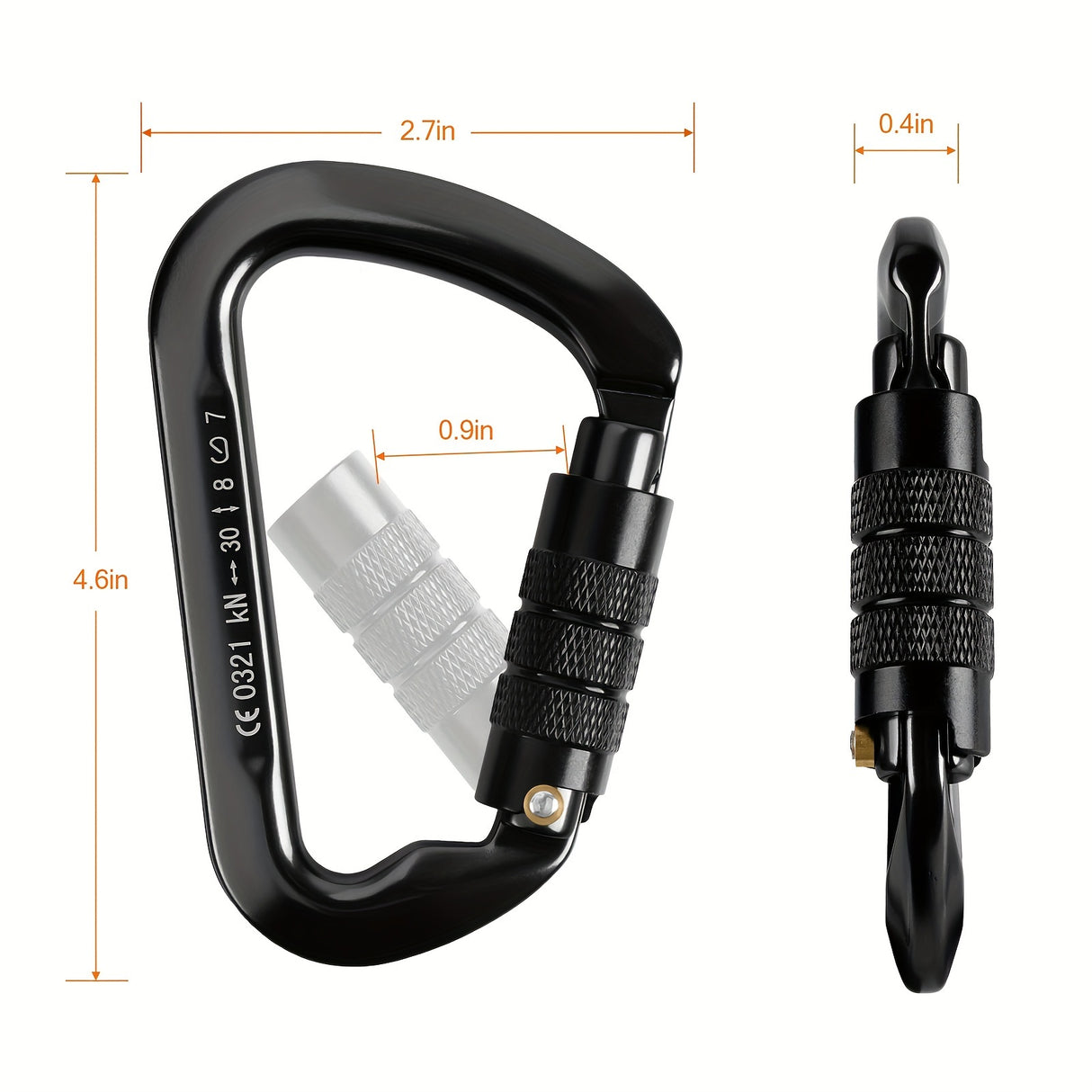 4pcs Heavy Duty 30KN Auto-Locking Carabiners - Lightweight Aluminum, D-Shaped Twist Lock for Hammocks & Outdoor Adventures