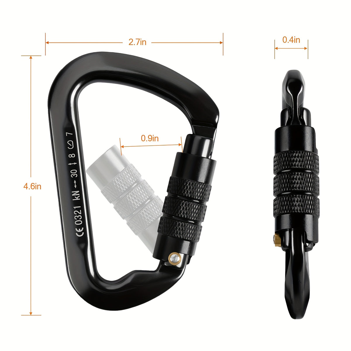 4pcs Heavy Duty 30KN Auto-Locking Carabiners - Lightweight Aluminum, D-Shaped Twist Lock for Hammocks & Outdoor Adventures