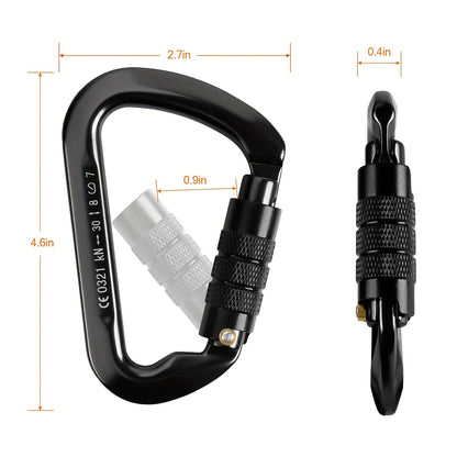 4pcs Heavy Duty 30KN Auto-Locking Carabiners - Lightweight Aluminum, D-Shaped Twist Lock for Hammocks & Outdoor Adventures