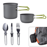 1pc Camping Cookware Kit With Stainless Forks Knives Spoons For Outdoor Camping, Picnic, Travel, Cooking