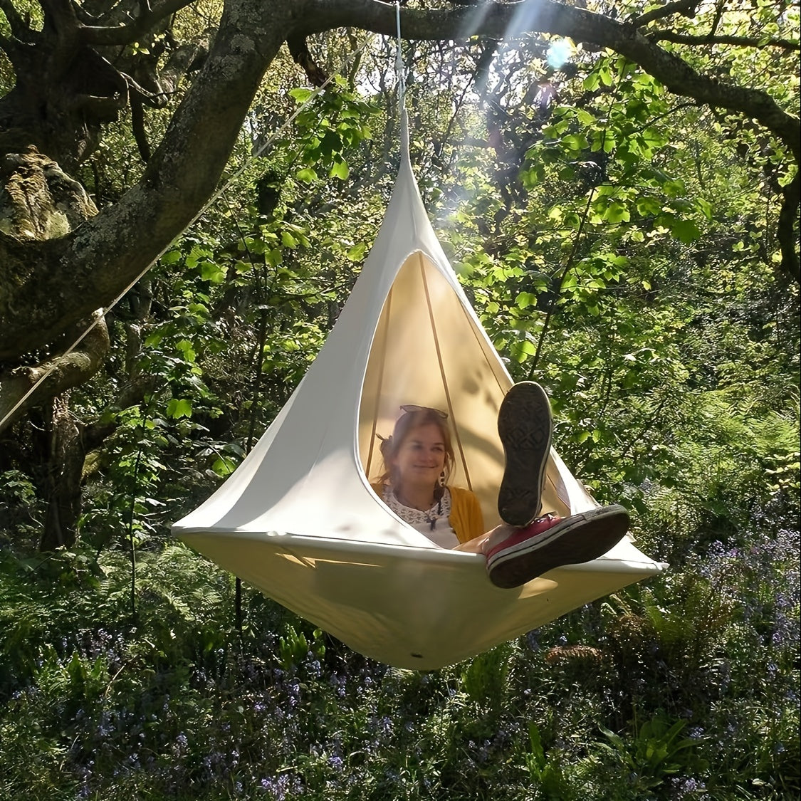 [Cozy Butterfly Swing Hammock Chair] Portable Butterfly-Shaped Swing Hammock - Cozy Outdoor Hanging Rope Chair with Wooden Frame & Metal Hardware, Ideal for Camping & Garden Leisure, Easy-Clean Non-Woven Material, Hammocks fo